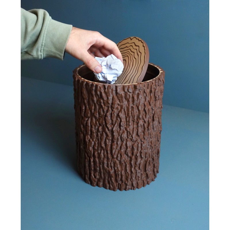 Baumstamm Mülleimer mit Schwingdeckel Schwarzerle - 3D- kaufen | 3D St